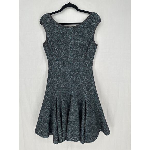 Maggy London Dress 10 Green Black Lace Mini Party Cocktail Stretch Boat Neck - Picture 5 of 8